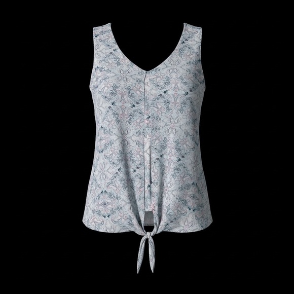 Roz & Ali Light Blue Floral V-Neck Tie-Front Size 2X - Picture 2 of 7